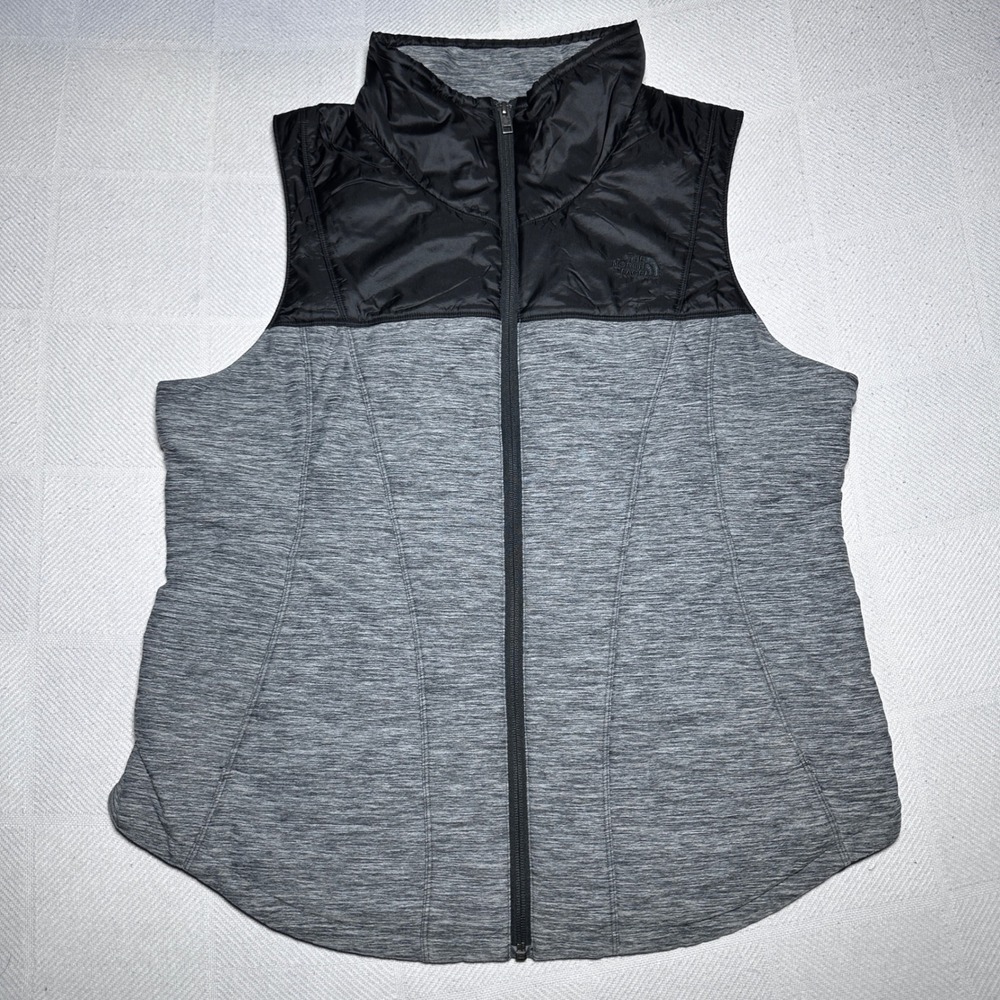 The North Face Pseudio Hybrid Vest Womens XL Slim Insulated Heather Gray Black